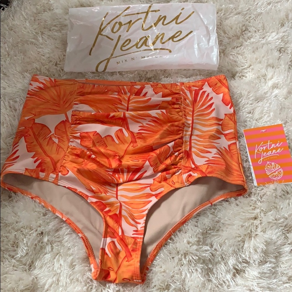 Kortni Jeane Ruched High Waisted Swim Bottoms